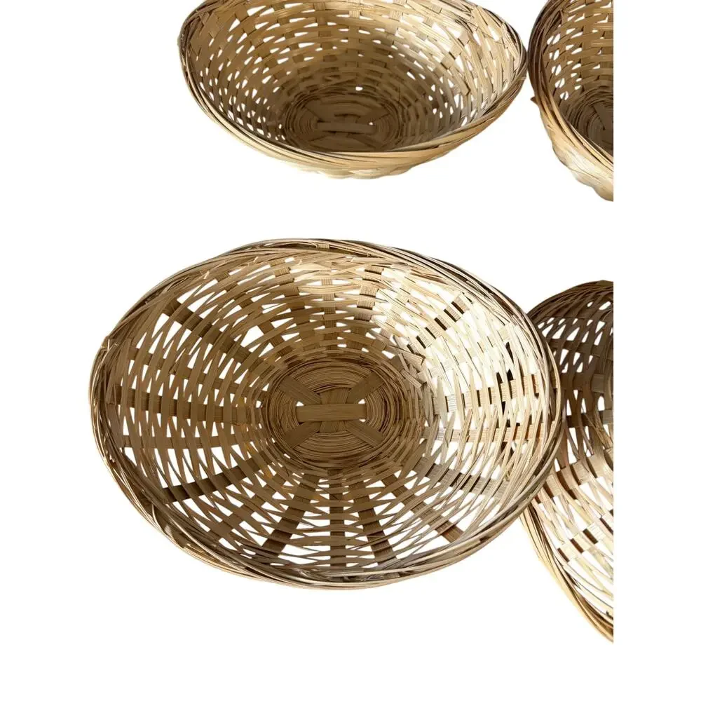 5 Vintage Natural Small Woven Baskets Oval Wicker Storage Fruit Snack Bowls